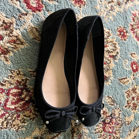 Women’s Size 6.5 ALFANI Black Suede Shimmer Flats - Picture 6 of 6